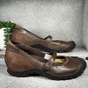 Merrell Plaza Flaunt Chestnut Saddle Leather Mary Jane Sandals Shoes Size 9